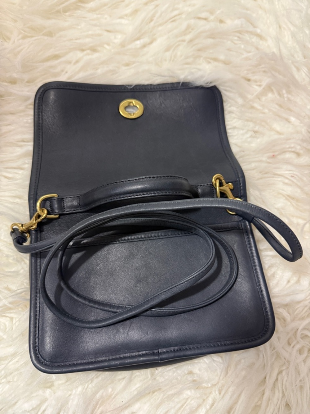 Coach 9924 Casino Navy Blue  Leather Top-Handle Crossbody Bag small - Picture 8 of 10